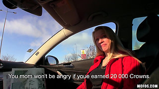Public Pickups - Big Tits Blonde Lucie Gives POV Blowjob in Car
