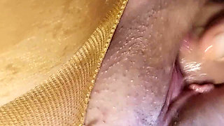 Close up Gushing Watersports - Shaved Cunt Soaked by Hardwood’s Cock
