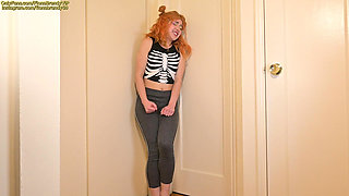 He locked me outside the toilet, so I pissed myself! Full bladder desperation with Dirty talk pee roleplay from amateur Fiona