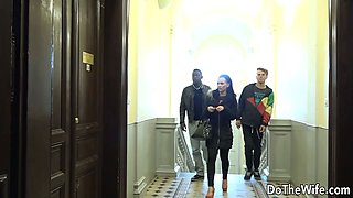 Cuckold Eats Pussy as His Wife Ally Style Takes a Black Bone