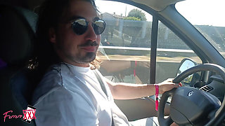 She Gets Horny on a Van Ride to the Airport with Two BBC