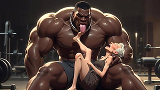 Granny Moaning in Pleasure - Strong Black Man Sucking Her Feet