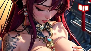 Japanese girls big boobs in temple (Ai models)