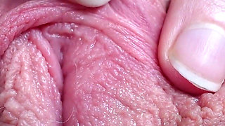 I Pull the Hood off My Clit and Touch It Closeup