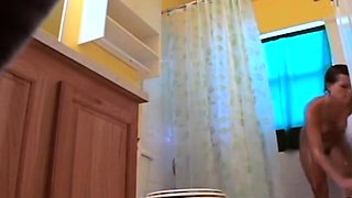Stepdaughter 21 shaves pussy in shower (voyeur)