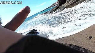 Two Fit Girls on Beach See My Big Uncut Cock - Outdoor Public Flashing with Big Booty Babes