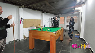Playing naked pool with my boyfriend and my father-in-law