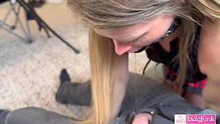 Schoolgirl BDSM bound, handcuffed and spanked