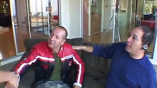 Cucking redhead gets fucked hard in threesome