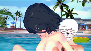 Ryuko Matoi Ahegao Sex on the Pool