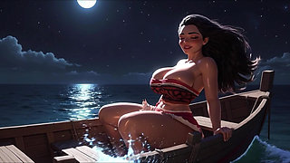 Moana with Massive Breasts and Huge Ass in Passionate Semi Nude Erotic Tropical Islands Scenes