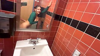 Public Bathroom Fuck with Busty Teen Hailey Rose - Amateur Sex in Toilet