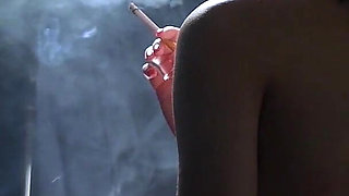 A Little Bit Naked Smoking Girl