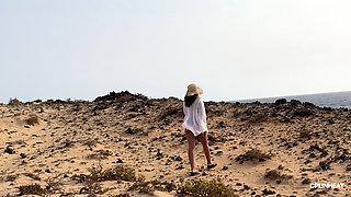 My Big Thai Tits Tremble in the Salty Wind, Hard Nipples Exposed at the Naked Beach