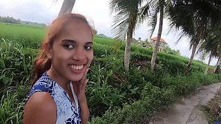 Asian babe sucks cock in HD outdoors