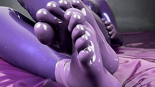 Purple Latex Gloves and Socks Tease by Miss Fetilicious