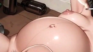 Smoking Pregnant Woman Bound Tight - Huge Belly & Wet Hairy Pregnant Pussy