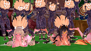 Genshin Impact - Genshin Girls in Hilichurl Beach Camp - Rough Sex - 3D Hentai Animations