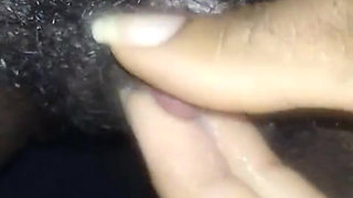 Close up Stroking My Big Clit Hairy Wet Pussy