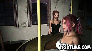 Hot 3D cartoon redhead babe gets fucked by a zombie