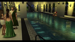 The Blissful Simmers_sims in Rome Bath House Sex Day