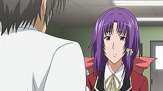 Purple haired slut gets her shaved cunt smashed by a horny doctor