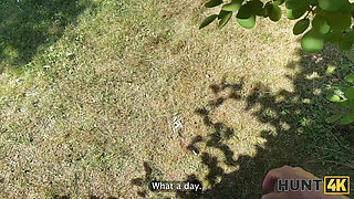 HUNT4K. Hunter talked a young lady into blowjob outdoors, she cheated on her husband immediately