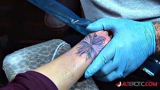 Shyla Stylez Flashes Big Tits Getting Inked